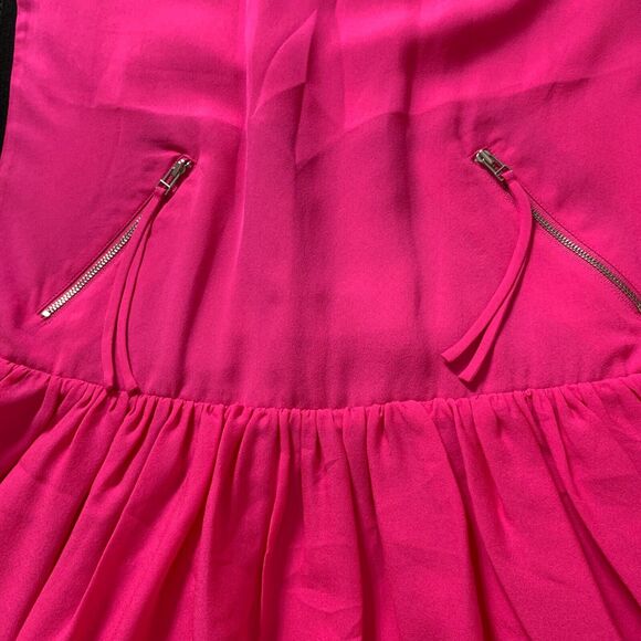L.A.M.B. Gwen Stefani Black Hot Pink Above Knee Sleeveless Silk Dress Size 6 - Picture 6 of 12